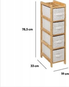 5five Wąski regał bambusowy TIDY z 4 materiałowymi koszami, wys. 78,5 cm 4