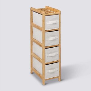 5five Wąski regał bambusowy TIDY z 4 materiałowymi koszami, wys. 78,5 cm 8