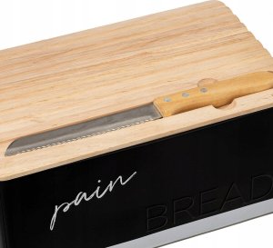 Chlebak 5five Czarny chlebak z deską do krojenia i z nożem z ząbkami, 32,7 x 20,2 x 14,5 cm 6