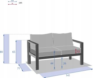DLGTP Sofa ogrodowa aluminiowa EVASION 5