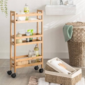 5five Regał łazienkowy na kółkach, 3 półki, bambus 5