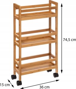 5five Regał łazienkowy na kółkach, 3 półki, bambus 6