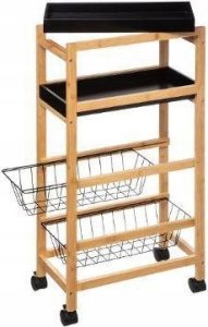 5five Wózek kuchenny z bambusa, 2 koszyki i wyjmowane tace 2