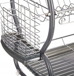 5five Ociekacz do naczyń 2 poziomy + koszyk na sztućce, szary (146478) 2