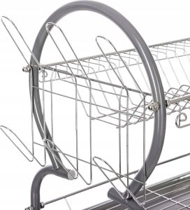 5five Ociekacz do naczyń 2 poziomy + koszyk na sztućce, szary (146478) 4