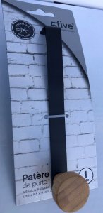 5five Haczyk łazienkowy na drzwi, ściankę kabiny, metal i bambus 6