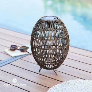 Atmosphera Lampion solarny z plecionym kloszem, Ø 21 cm, brązowy 2