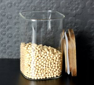 5five Pojemnik szklany z pokrywką z drewna akacjowego, 1 L 2