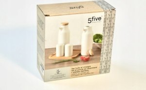 5five Dozowniki do przypraw na oliwę, ocet, sól i pieprz, komplet ceramiczny, biały 7