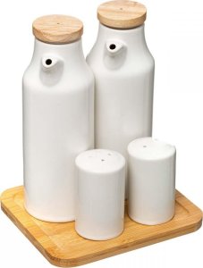 5five Dozowniki do przypraw na oliwę, ocet, sól i pieprz, komplet ceramiczny, biały 10