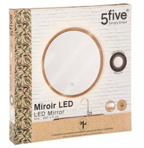 Lustro 5five Lustro łazienkowe z oświetleniem LED, bambusowa rama, Ø 57 cm 4