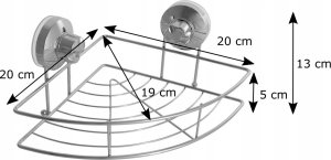5five Półka łazienkowa, wisząca na przyssawki, stal chromowana, narożna 4