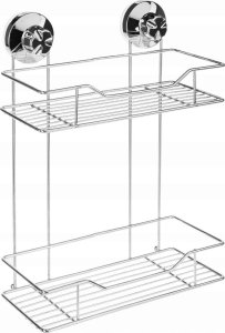 5five Półka łazienkowa, wisząca na przyssawki, 2 poziomy, stal chromowana, narożna 3