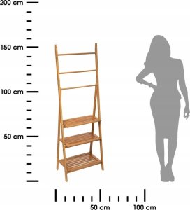 5five Regał łazienkowy z 3 półkami i wieszakami na ręczniki, 153 cm, bambusowy 2