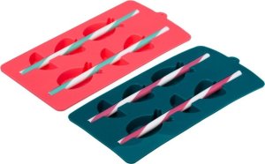 5five Foremki do lodu OWOCE, silikonowe, 21 x 10,5 cm, 2 sztuki, kolor różowo-morski 4