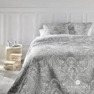 Atmosphera Zestaw dwie poszewki na poduszki i narzuta „Marie” na łóżko szary wzorzysty 2