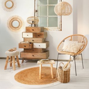 Atmosphera Taboret tapicerowany w stylu retro, kremowy, 43 x 32 cm 5