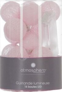 Lampki choinkowe Atmosphera Girlanda LED cotton balls, 16 lampek, 240 cm, kolor różowy 2