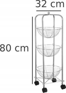 5five Wózek kuchenny z koszami na owoce, 3 poziomy, stal chromowana, 80 cm 3