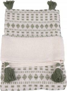Douceur d`Interieur Koc bawełniany z frędzlami TISSIA, bawełna żakardowa, 125 x 150 cm 4