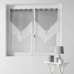 Douceur d`Interieur Firanki do salonu krótkie DUO, na szelkach, woal, z frędzlami, 2 sztuki 2