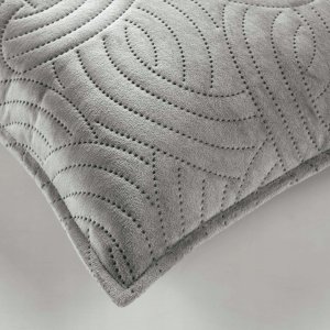 Douceur d`Interieur Poszewka dekoracyjna do salonu SOLANGE, tłoczony wzór, srebrna 2