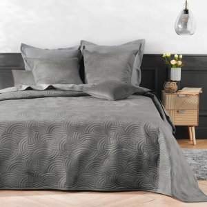 Douceur d`Interieur Poszewka dekoracyjna do salonu SOLANGE, tłoczony wzór, srebrna 3