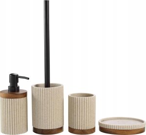 Douceur d`Interieur Prążkowana mydelniczka z podstawką z drewna akacji NIAGARA 2