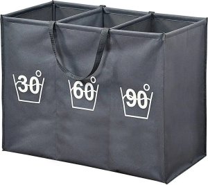 Kosz na pranie Kesper Składany kosz na pranie w kolorze szarym z przegródkami, duży kosz na pranie, kosz na pranie materiałowy, kosz łazienkowy, 4