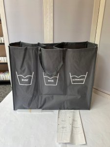 Kosz na pranie Kesper Składany kosz na pranie w kolorze szarym z przegródkami, duży kosz na pranie, kosz na pranie materiałowy, kosz łazienkowy, 6