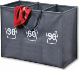 Kosz na pranie Kesper Składany kosz na pranie w kolorze szarym z przegródkami, duży kosz na pranie, kosz na pranie materiałowy, kosz łazienkowy, 9