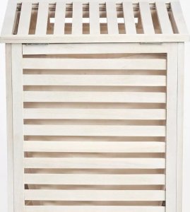 Kosz na pranie Zeller Kosz na pranie drewniany, skrzynia, kolor biały, ZELLER 11