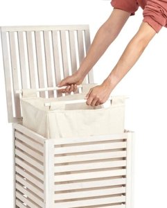 Kosz na pranie Zeller Kosz na pranie drewniany, skrzynia, kolor biały, ZELLER 18