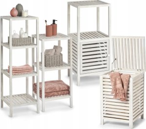 Kosz na pranie Zeller Kosz na pranie drewniany, skrzynia, kolor biały, ZELLER 2