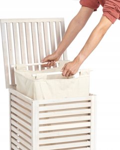 Kosz na pranie Zeller Kosz na pranie drewniany, skrzynia, kolor biały, ZELLER 3