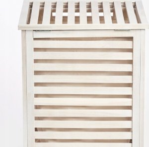 Kosz na pranie Zeller Kosz na pranie drewniany, skrzynia, kolor biały, ZELLER 5