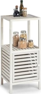 Zeller Regał łazienkowy z szafką drewniany, 2 poziomy, kolor biały, ZELLER 5