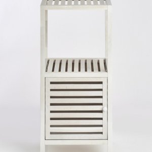 Zeller Regał łazienkowy z szafką drewniany, 2 poziomy, kolor biały, ZELLER 9