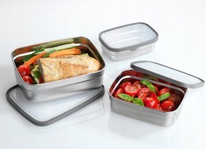 Maximex Pojemniki na żywność, stal nierdzewna, 3 sztuki 2