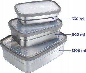 Maximex Pojemniki na żywność, stal nierdzewna, 3 sztuki 4