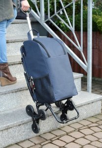 Maximex Wózek zakupowy z teleskopową rączką i rozkładanym siedziskiem, pojemna torba na stelażu z potrójnymi kółkami - 35 l 4