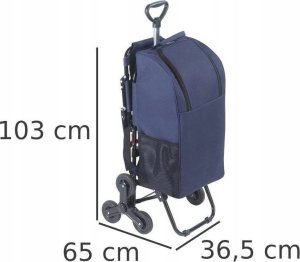 Maximex Wózek zakupowy z teleskopową rączką i rozkładanym siedziskiem, pojemna torba na stelażu z potrójnymi kółkami - 35 l 5