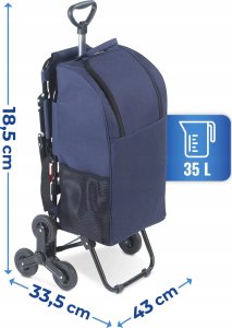 Maximex Wózek zakupowy z teleskopową rączką i rozkładanym siedziskiem, pojemna torba na stelażu z potrójnymi kółkami - 35 l 7