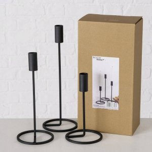 Boltze Metalowe świeczniki Fio, 3 sztuki, czarne 3