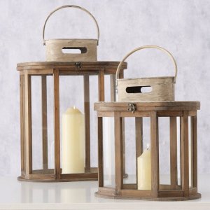 Boltze Lampiony drewniane LAURIE, 2 sztuki 2