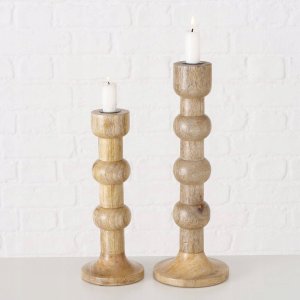 Boltze Drewniane świeczniki rzeźbione BUBBLES, 2 sztuki 7