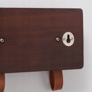 Boltze Wieszak na ubrania ścienny SKADO, z drewna sosnowego ze skórzanymi uchwytami, 40 x 13 cm 3