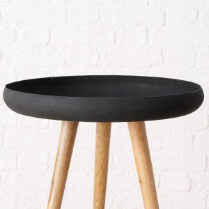 Boltze Stoliki kawowe loftowe z czarnym blatem i nogami z drewna mango MASDOUR, 3 sztuki 5