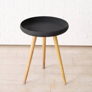 Boltze Stoliki kawowe loftowe z czarnym blatem i nogami z drewna mango MASDOUR, 3 sztuki 7