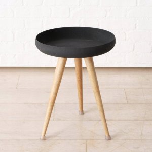 Boltze Stoliki kawowe loftowe z czarnym blatem i nogami z drewna mango MASDOUR, 3 sztuki 8